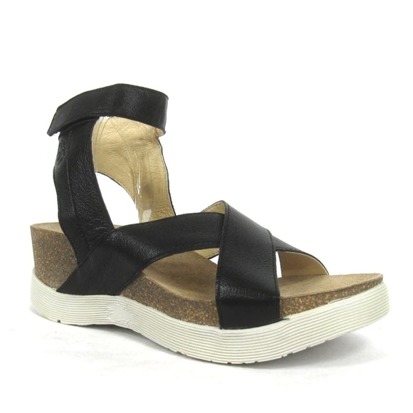 Fly London Shoes - Fly London New Weel Leather Platform Sandals Black